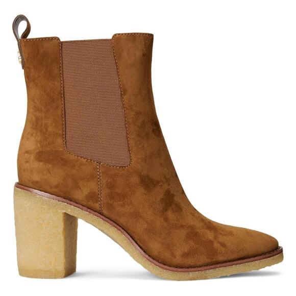 Lauren Ralph Lauren Women Marianna US 7.5B Brown Suede Block Heel Chelsea Boots - Picture 7 of 7